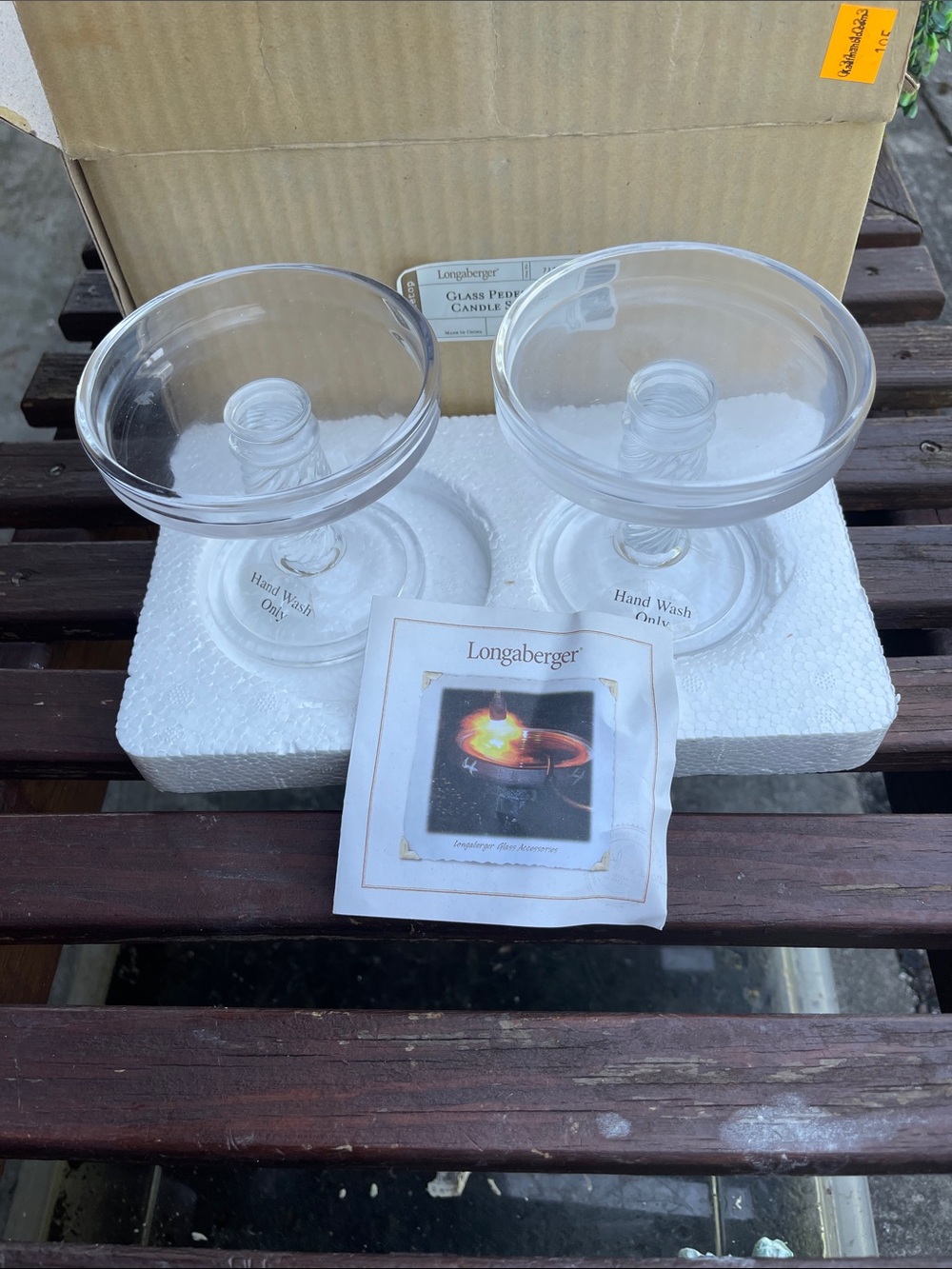 NWT  Clear Glass Pedestal Candle Compotes - Pair